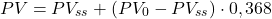 \begin{equation*} PV =PV_{ss} + (PV_{0} - PV_{ss}) \cdot 0,368  \end{equation*}