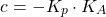 \begin{equation*}    c =  -K_p\cdot K_A  \end{equation*}