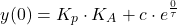 \begin{equation*}    y(0) =  K_p\cdot K_A + c \cdot e^{\frac{0}{\tau}} \end{equation*}